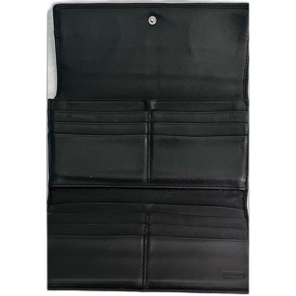 Coach Tri-fold Ashley Pleated Black Leather Wallet - Picture 4 of 6